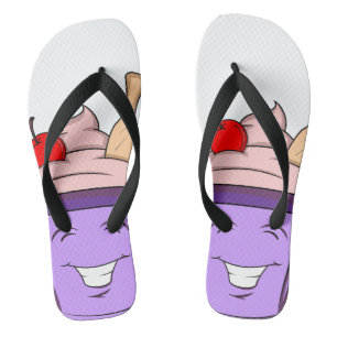 Tongs estivales avec motif glace kawaii et visage flip flops