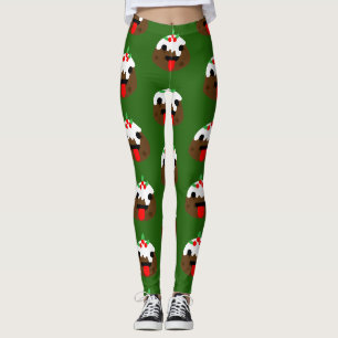 tongue christmas pudding leggings