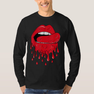 Tongue Licking Red Melting Lips Vintage T-Shirt