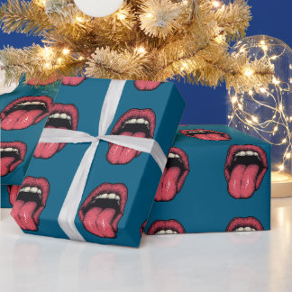 TONGUE LIPS FUNNY WRAPPING PAPER