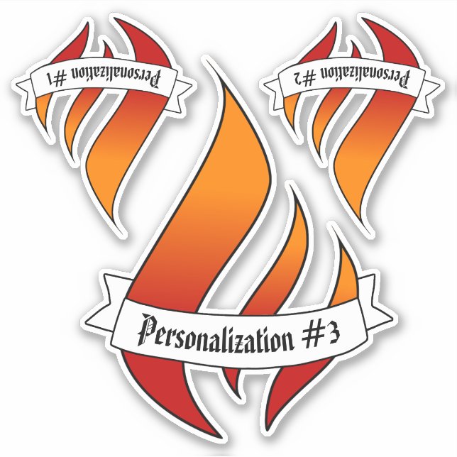 Tongue of Fire or Flame Personalised 3UP Stickers (Front)