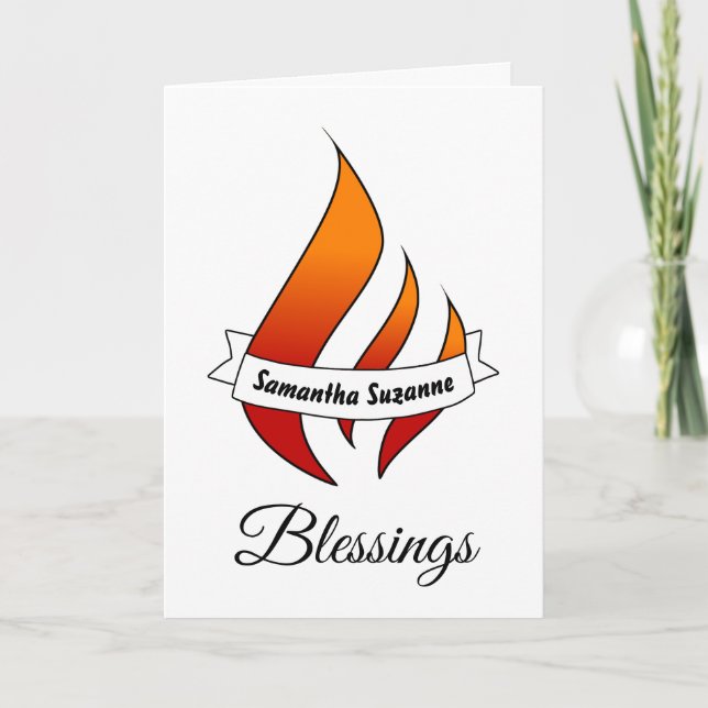 Tongue of Fire or Flame Personalised Confirmation Card (Front)
