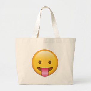 Tongue-Out Cheeky Emoji Large Tote Bag
