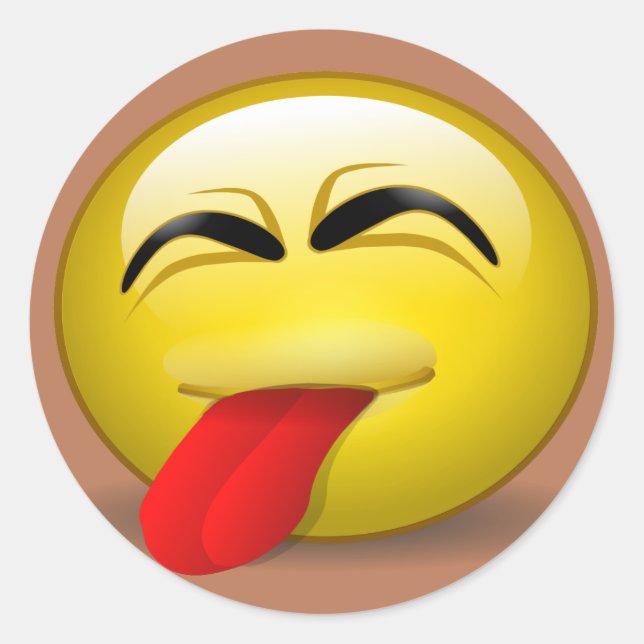 Tongue Out Classic Round Sticker (Front)