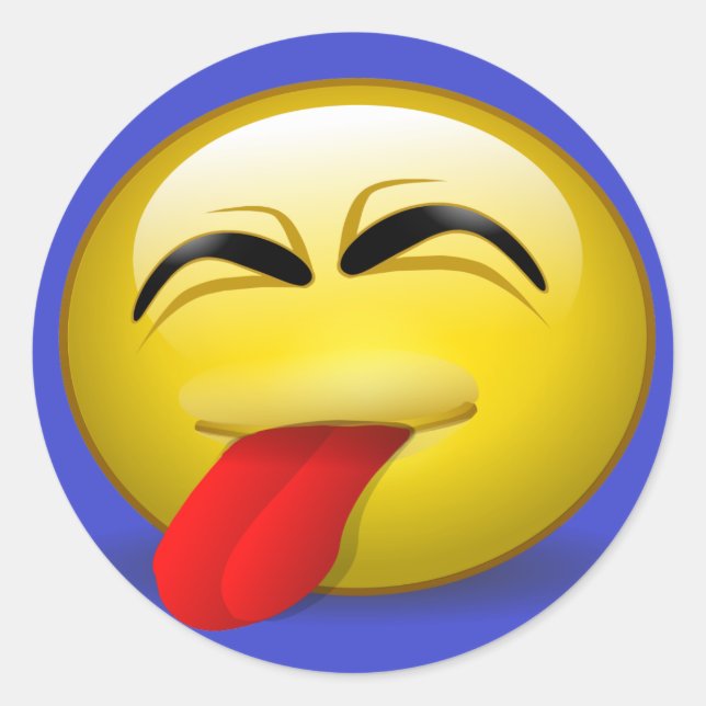 Tongue Out Classic Round Sticker (Front)