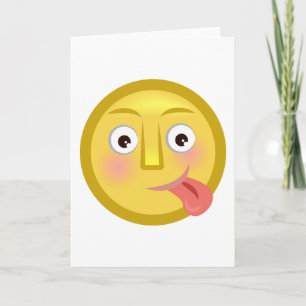 Tongue Out Emoji Funny Goofy Face Card