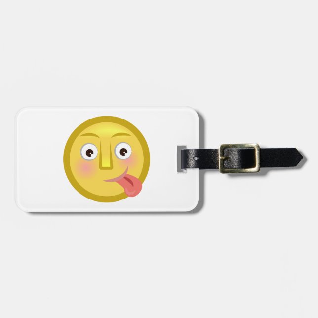 Tongue Out Emoji Funny Goofy Face Luggage Tag (Front Horizontal)