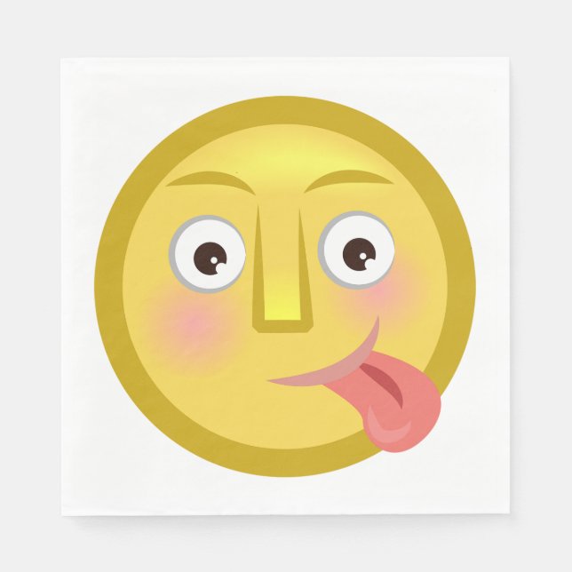 Tongue Out Emoji Funny Goofy Face Napkin (Front)