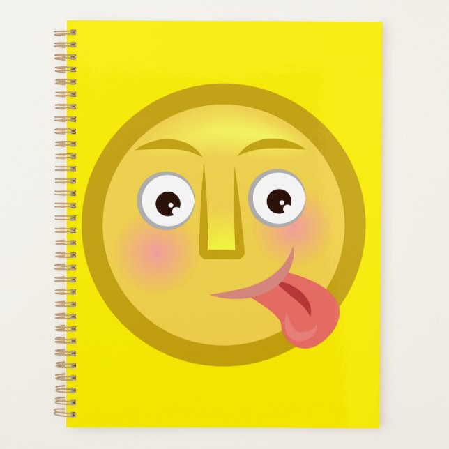 Tongue Out Emoji Funny Goofy Face Planner (Front)