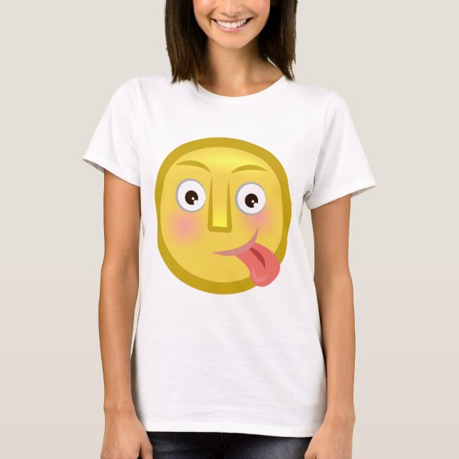 Tongue Out Emoji Funny Goofy Face T-Shirt (Front)