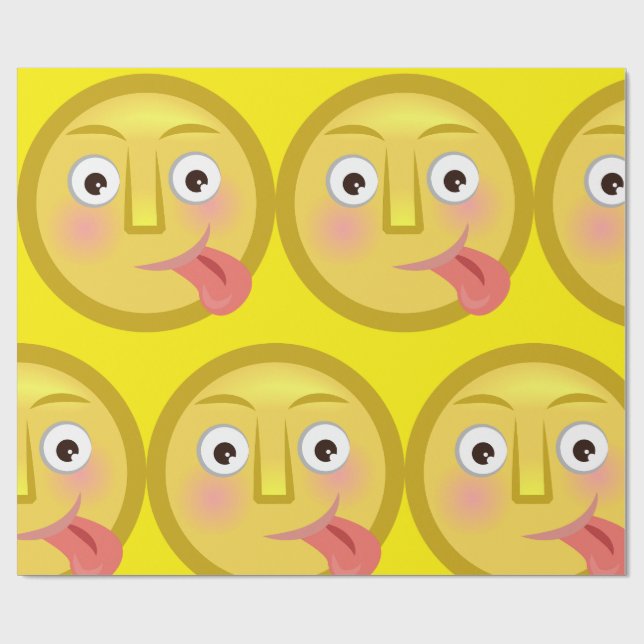 Tongue Out Emoji Funny Goofy Face Wrapping Paper (Flat)