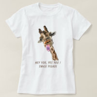 Tongue Out Giraffe Funny T-Shirt - Custom Text