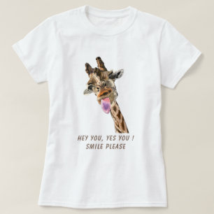 Tongue Out Giraffe Funny T-Shirt - Custom Text