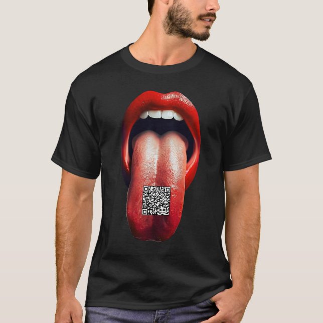 Tongue Out QR Code Social Media T-Shirt (Front)