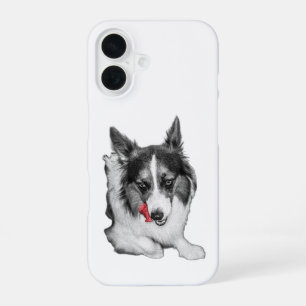 Tongue-Out Red Accent iPhone 16 Case