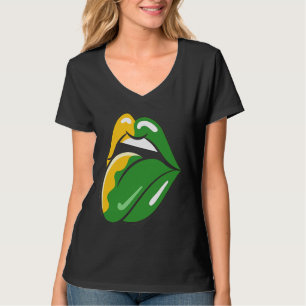 Tongue Out Red Lips Kiss Mouth Lipstick Kissing Li T-Shirt
