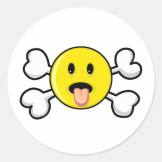 tongue Skull and Crossbones Classic Round Sticker