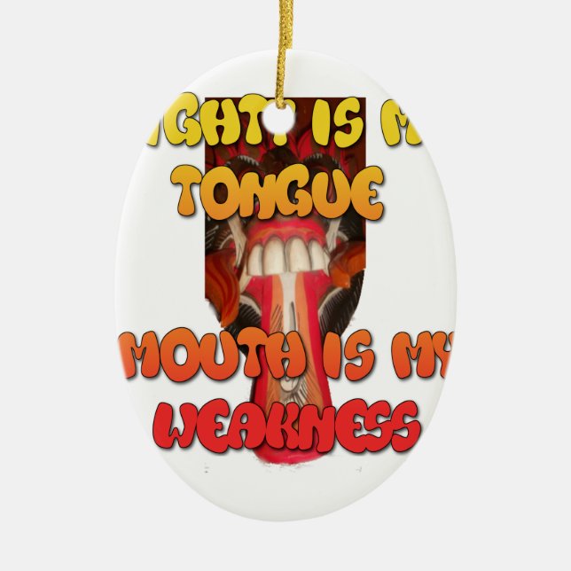 Tongue Tied: Funny Tongue Quote Colorful Text Art Ceramic Tree Decoration (Front)