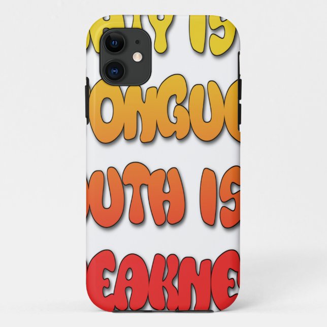 Tongue Tied: Funny Tongue Quote Colourful Text Art Case-Mate iPhone Case (Back)