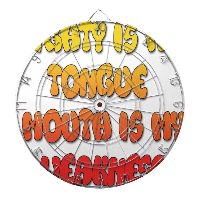 Tongue Tied: Funny Tongue Quote Colourful Text Art Dartboard (Front)