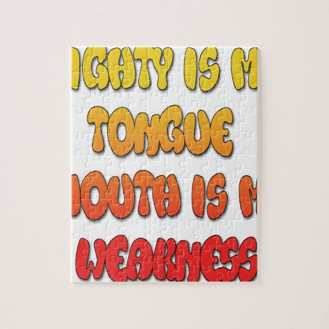 Tongue Tied: Funny Tongue Quote Colourful Text Art Jigsaw Puzzle (Vertical)