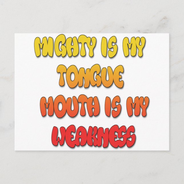 Tongue Tied: Funny Tongue Quote Colourful Text Art Postcard (Front)