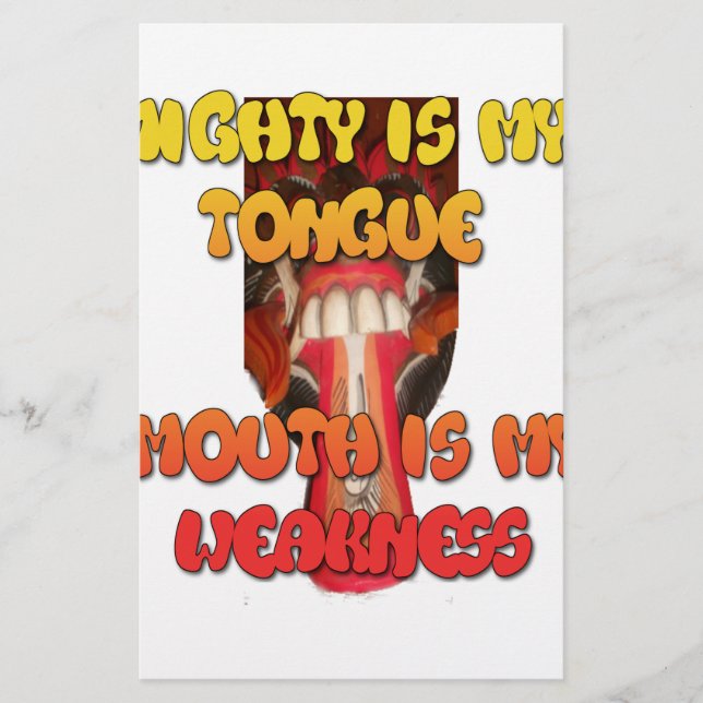 Tongue Tied: Funny Tongue Quote Colourful Text Art Stationery (Front)