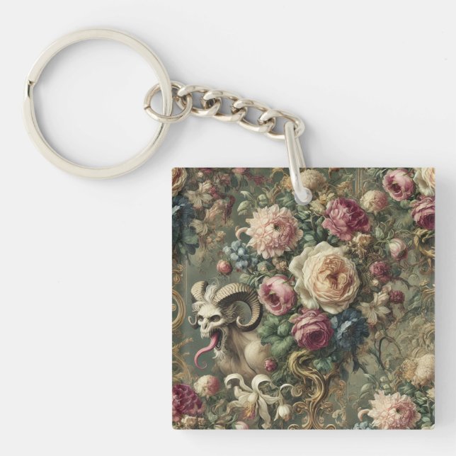 🩸 Tongue Whipped Blooms – Gothic Victorian Key Ring (Front)