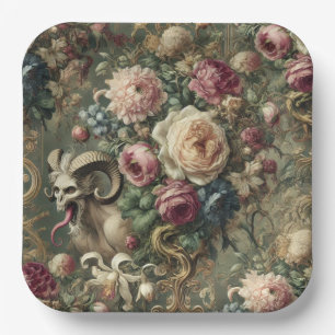 🩸 Tongue Whipped Blooms – Gothic Victorian Paper Plate