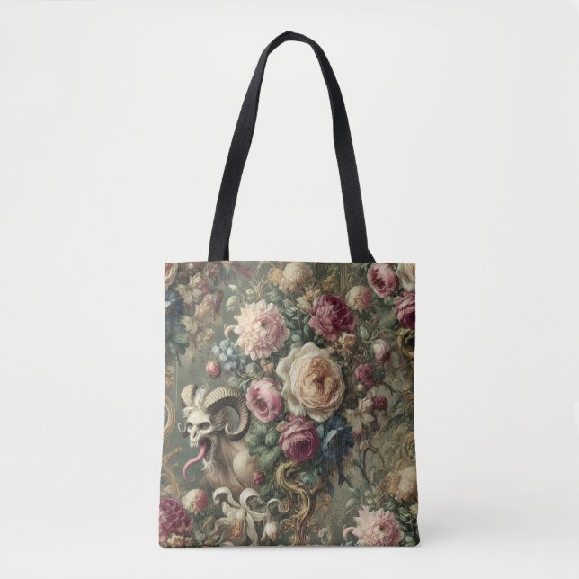🩸 Tongue Whipped Blooms – Gothic Victorian Tote Bag (Front)