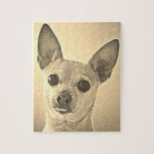 Tongues out Chihuahua Sepia Puzzle