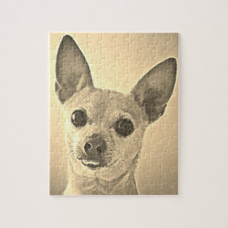 Tongues out Chihuahua Sepia Puzzle