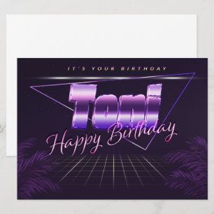 Toni Name Vorname lila retro Karte Geburtstag Card
