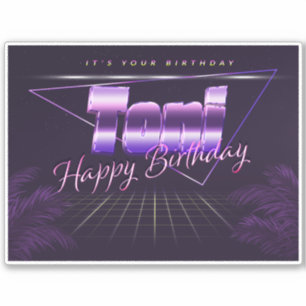 Toni Name Vorname lila retro Sticker Geburtstag