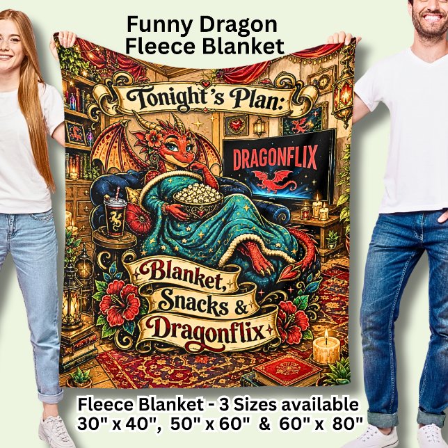 Tonight Blanket Snacks Dragonflix Funny Red Dragon (Creator Uploaded)