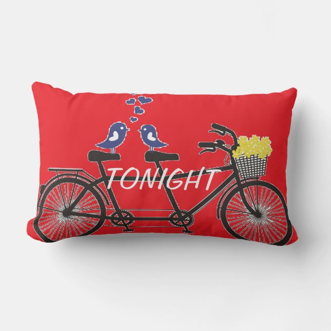 Tonight - Not Tonight - Love birds on bike -Pillow Lumbar Cushion (Front)