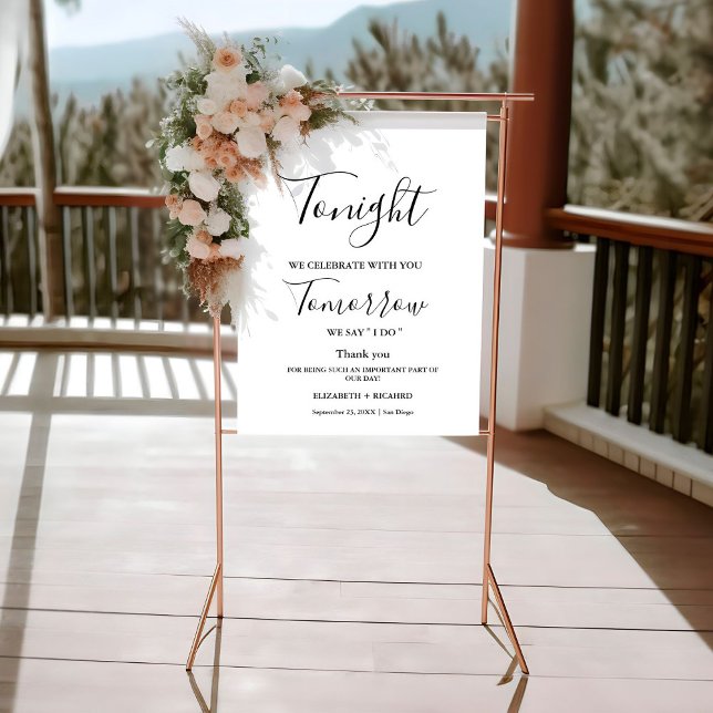 Tonight we celebrate wedding rehearsal dinner sign (Creator Uploaded)