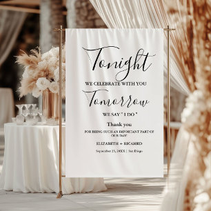 Tonight we celebrate wedding rehearsal dinner sign tapestry