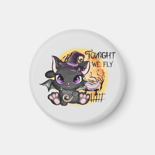 Tonight We Fly – Black Witch Cat Magnet