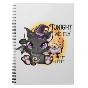 Tonight We Fly – Black Witch Cat Notebook