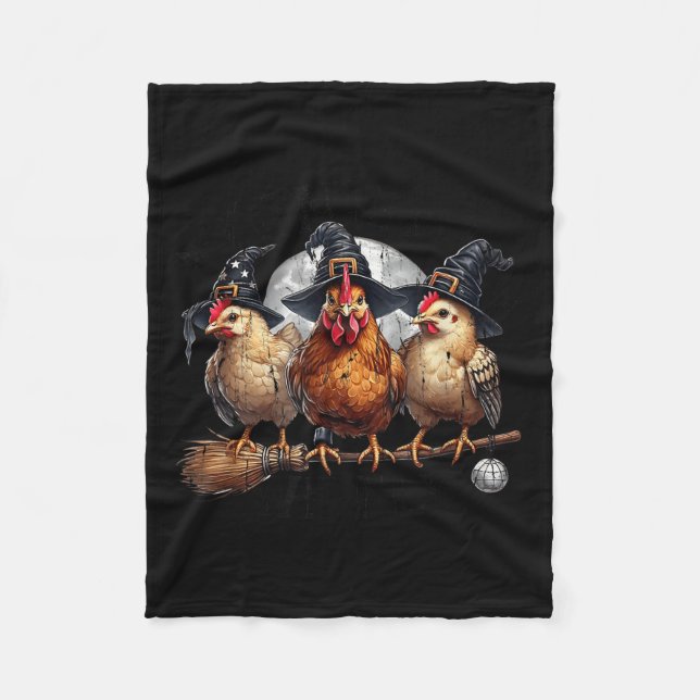 Tonight We Fly, Chicken Witch, Funny Halloween Chi Fleece Blanket (Front)