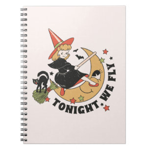 Tonight We Fly – Cute Witch and Black Cat Notebook