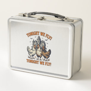 Tonight We Fly Funny Chicken Halloween Shirt Desig Metal Lunch Box