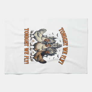Tonight We Fly Funny Chicken Halloween Shirt Desig Tea Towel