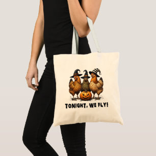 Tonight We Fly Funny Chicken Halloween Tote Bag