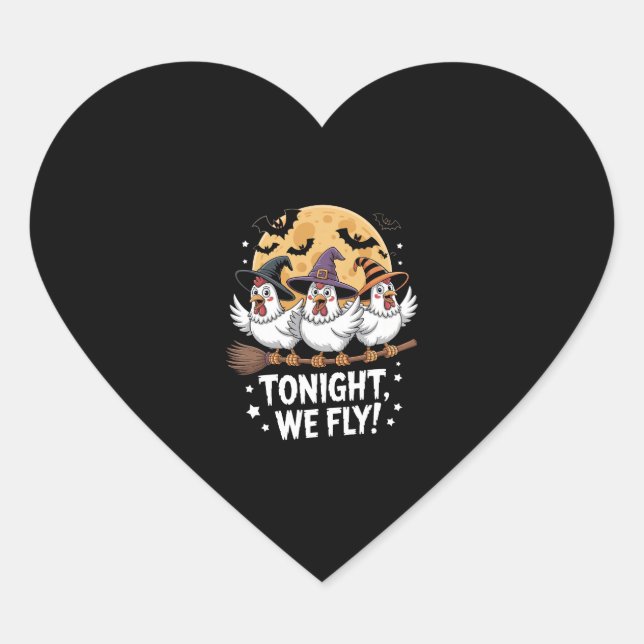 Tonight We Fly Halloween Chicken Heart Sticker (Front)