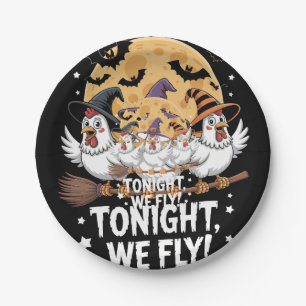 Tonight We Fly Halloween Chicken Paper Plate