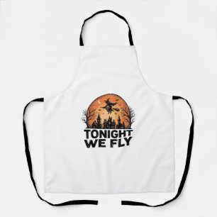 Tonight We Fly Vintage Witch Halloween Shirt Desig Apron
