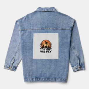 Tonight We Fly Vintage Witch Halloween Shirt Desig Denim Jacket