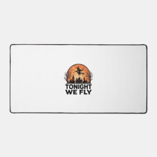Tonight We Fly Vintage Witch Halloween Shirt Desig Desk Mat